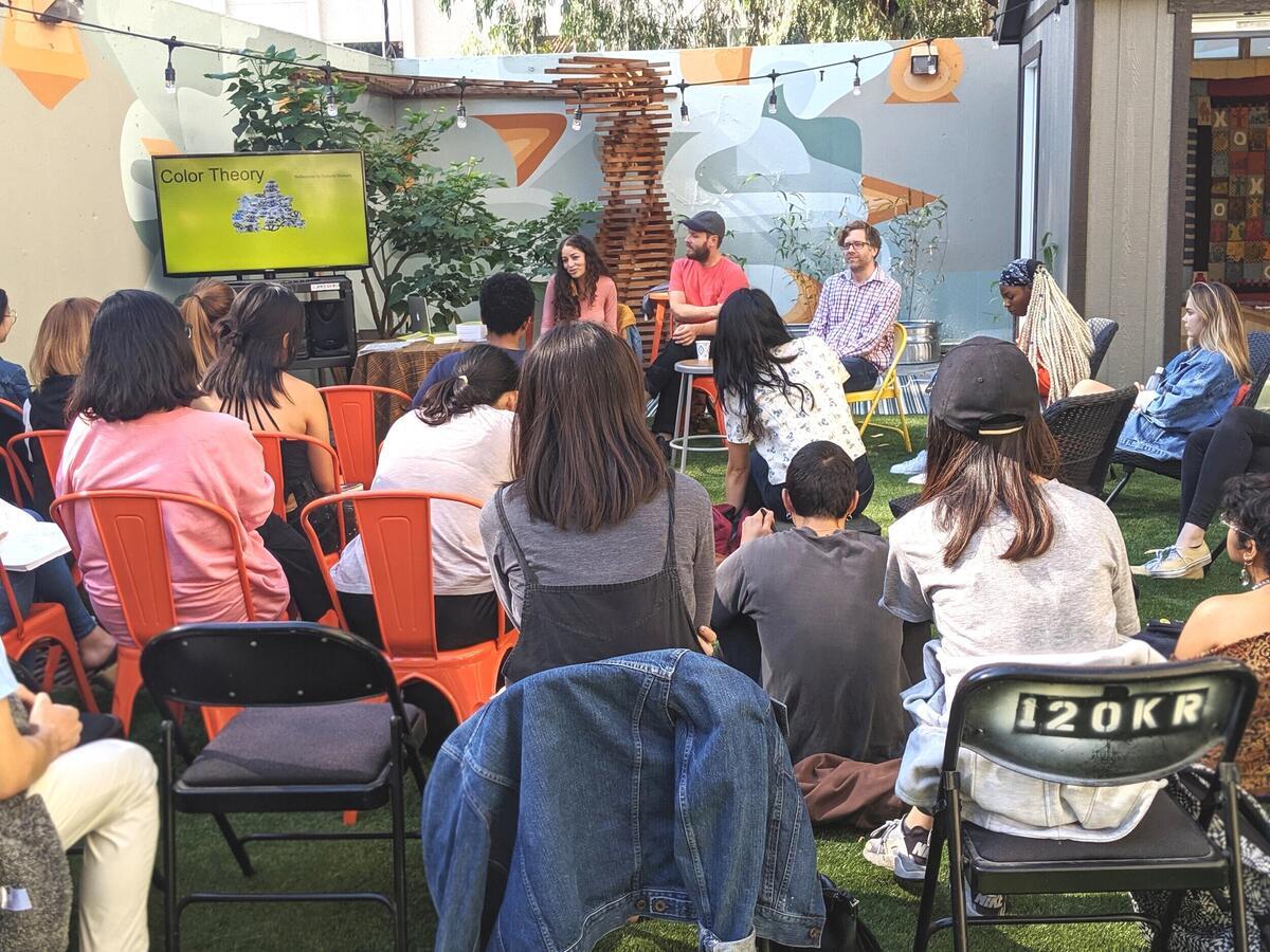 Lunchtime reading with Color Theory in the Platform courtyard space.
